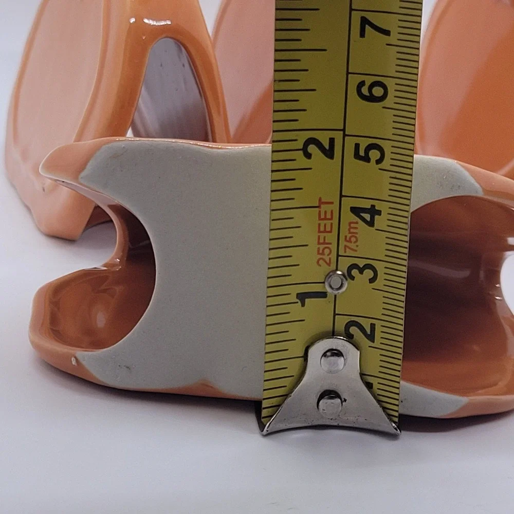 Set of 4 Orange Ceramic Pumpkin Napkin or Place Holders Fall Thanksgiving Decor